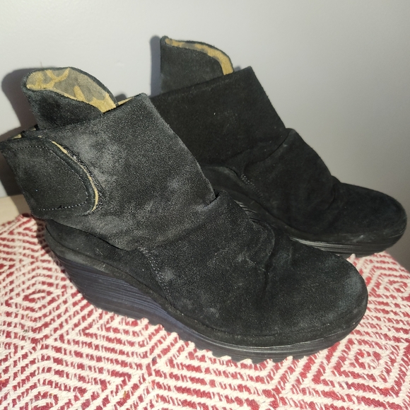 Fly London Black Suede Ankle Booties